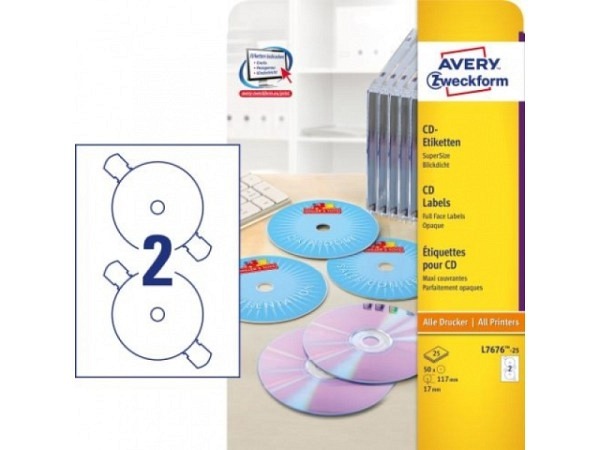 Etiketten Zweckform 117mm, weiss, Originalnr L7676-25, A4