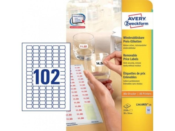 Etiketten Zweckform Originalnummer 26x16mm L3410rev-25