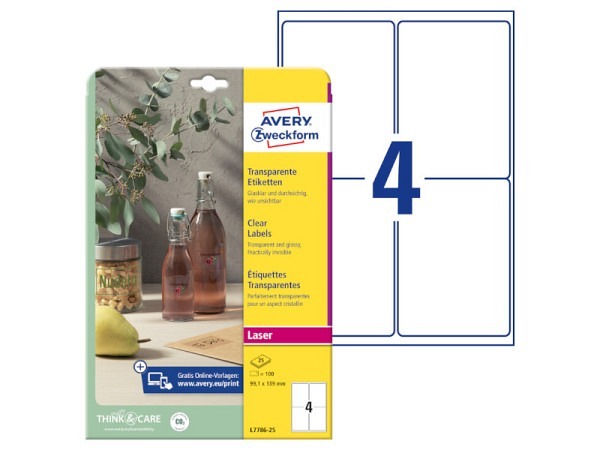 Etiketten Zweckform 99,1x139mm, transparent