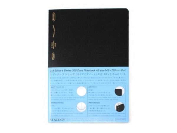 Notizbuch Stalogy 018 gebunden A5 punktkariert schwarz, Softcover