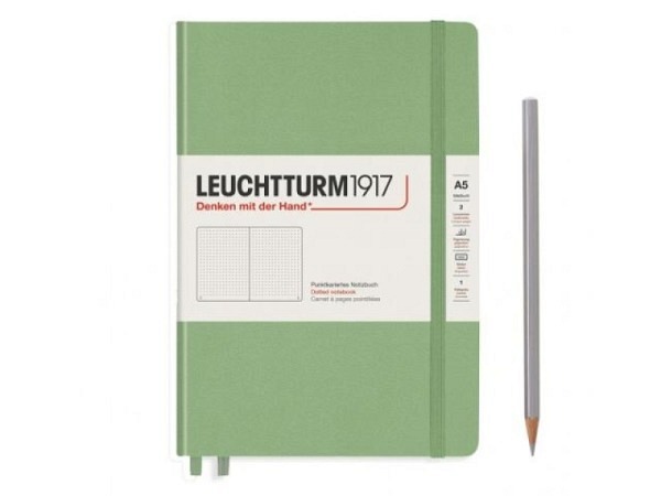 Notizbuch Leuchtturm medium punktkariert dotted Salbei 145x210mm Hardcover