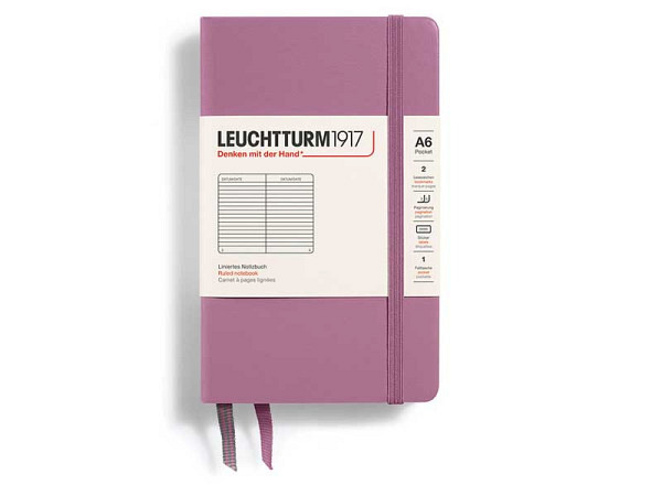 Notizbuch Leuchtturm Pocket 90x150mm liniert Dusty Rose