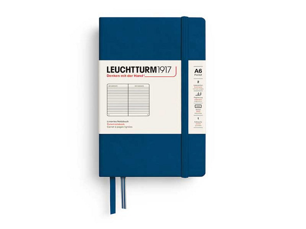 Notizbuch Leuchtturm Pocket 90x150mm liniert Indigo