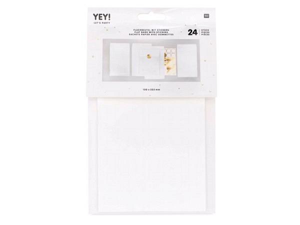 Flachbeutel Rico Design Flachbeutel Serie Yey weiss, 13x20cm