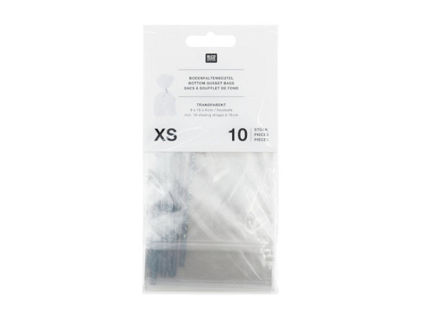 Kreuzbodenbeutel Rico Design transparent XS 9x15x6cm 10Stk.