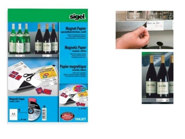 Papier Sigel magnetisch für Inkjet-Drucker, 5 Blatt A4