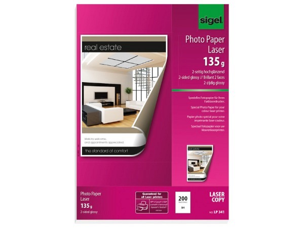Papier Sigel Laser glossy beidseitig A4 135g/qm 100Blatt