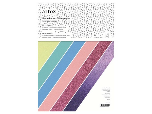 Papier Artoz Bastelkarton Glitterpapier 18 Blatt