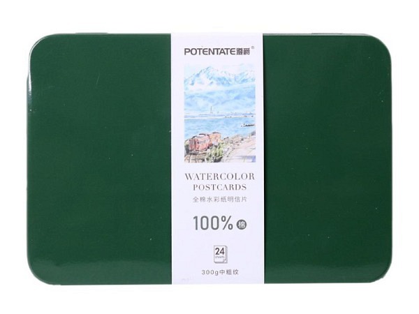 Aquarellpapier Potentate Postkarten in Metallbox 