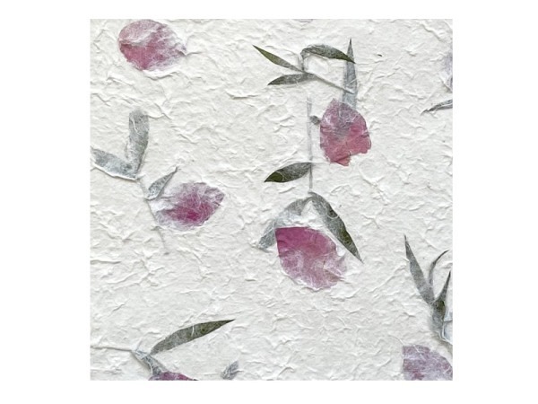 Naturpapier Olino Maulbeerbaumpapier mit Bougainville-Blüten, 55x80cm, 160g/qm, Einzelbogen
