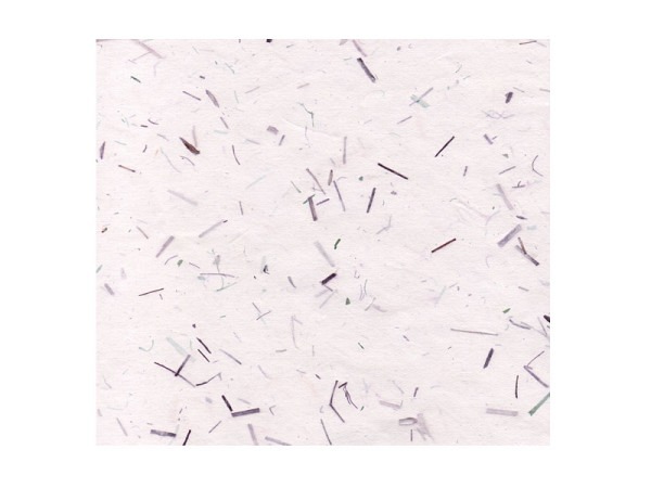Naturpapier Olino Baumwolle weiss mit violettem und grünem Stroh, 58x78cm, 100g/qm