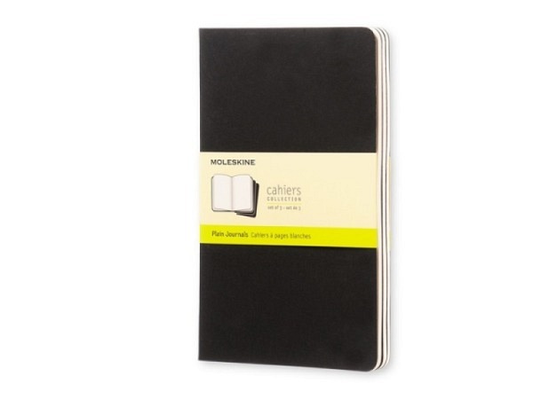 Skizzenheft Moleskine Cahier Large A5 schwarz blanko, 3 Büchlein 