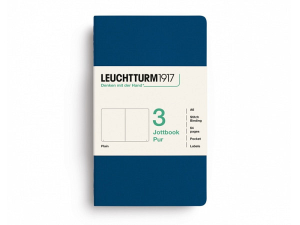 Skizzenheft Leuchtturm Jottbook Pur Pocket blanko Indigo 3er pack