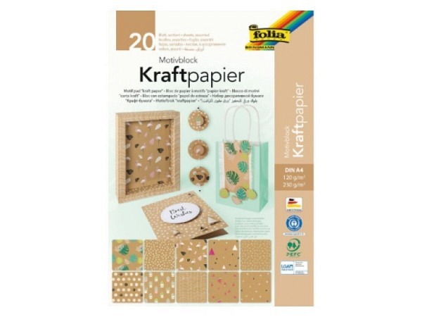 Motivpapier Folia Kraftpapier Block mit 20 Blatt