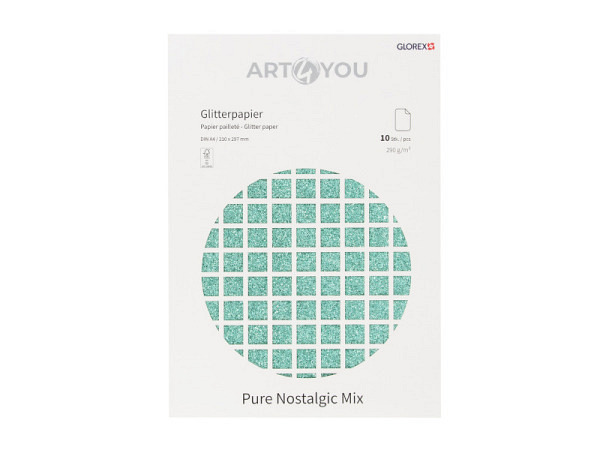 Papier Glorex Glitterpapier A4 290g/qm Pure Nostalgic