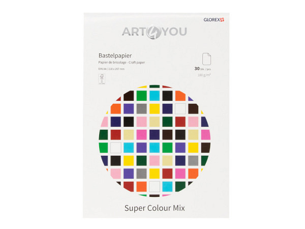 Papier Glorex Bastelpapier A4 180g/qm Super Colour Mix
