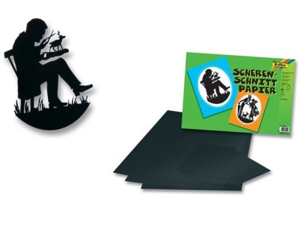 Scherenschnittblock Folia 20Blatt einseitig schwarz, dünn
