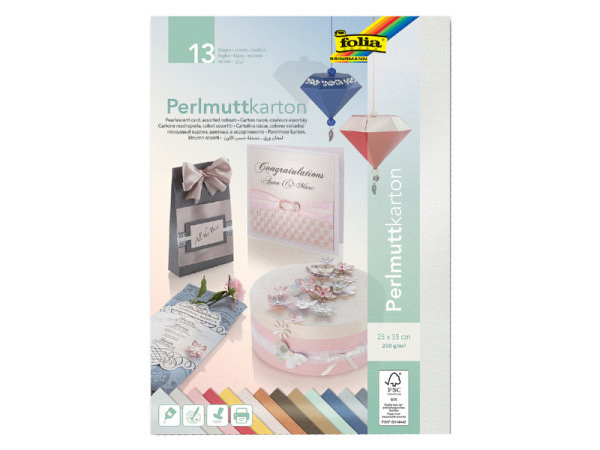 Karton Folia Perlmuttkarton 250g/qm 25x35cm 13 F..