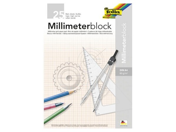 Millimeterpapier Folia weiss A3 mit braunem Raster