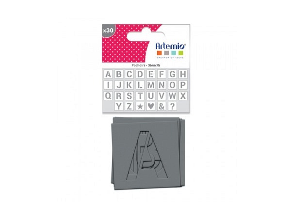 Schriftschablone Artemio Alphabet 6x6cm Grossbuchstaben und Symbole