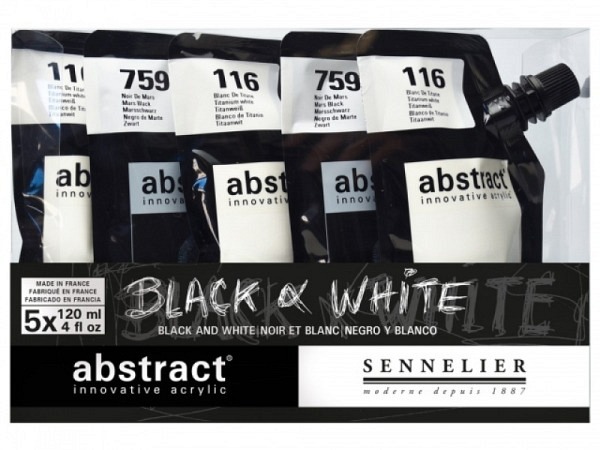 Acryl Sennelier Abstract, Black & White 5er Set