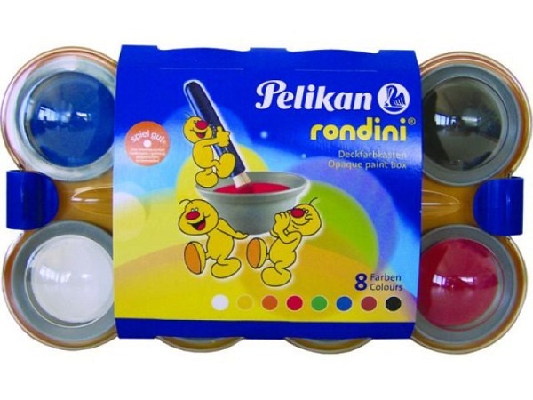 Gouache Pelikan Rondini Set Kunststoff 8 Farben m.Pinsel