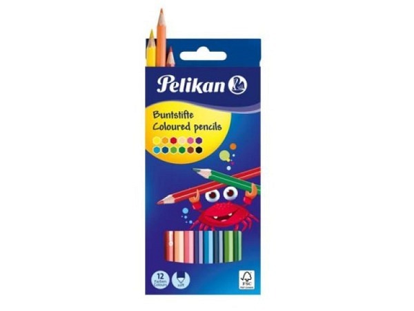 Farbstift Pelikan 12er Set im Kartonetui, 6eckige Buntstifte