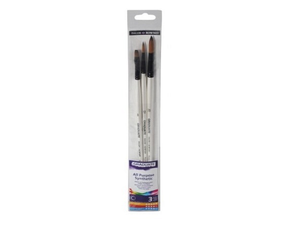 Pinselset Daler-Rowney Graduate 3 Pinsel mit weissem Stiel