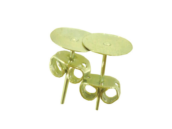 Ohrhaken Pracht Ohrstecker flach 8mm 2Stk. goldfarben