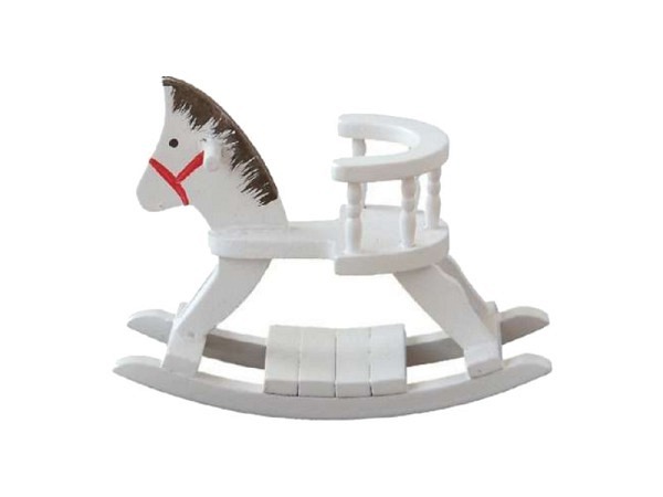 Miniatur Baby Schaukelpferd 8cmL3,5x6,5cm weiss