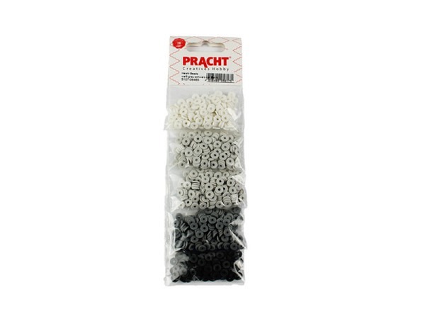 Kunststoffperlen Pracht Heishi Beads Weiss-Grau-..