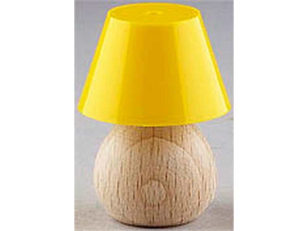 Miniatur Lampe Tischlampe 3,5V Holzfuss gelb