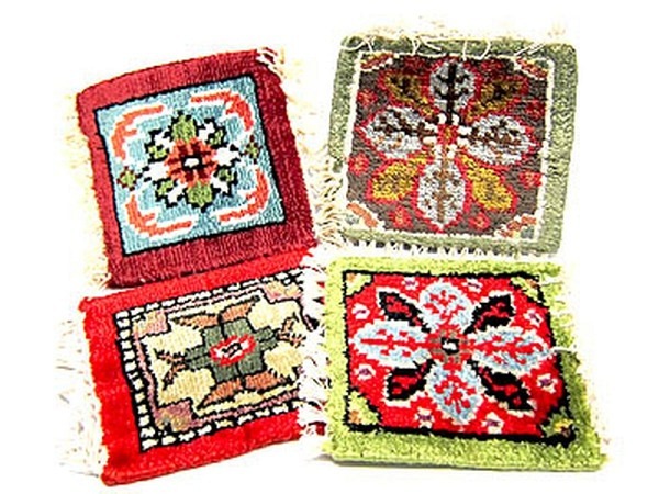 Miniatur Deko Teppich handgeknüpft ca. 13x15cm