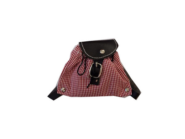 Miniatur Accessoires Rucksack Rot-Weiss kariert 7x9cm