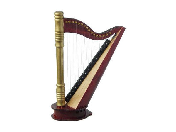 Miniatur Musik Harfe Holz 12cm