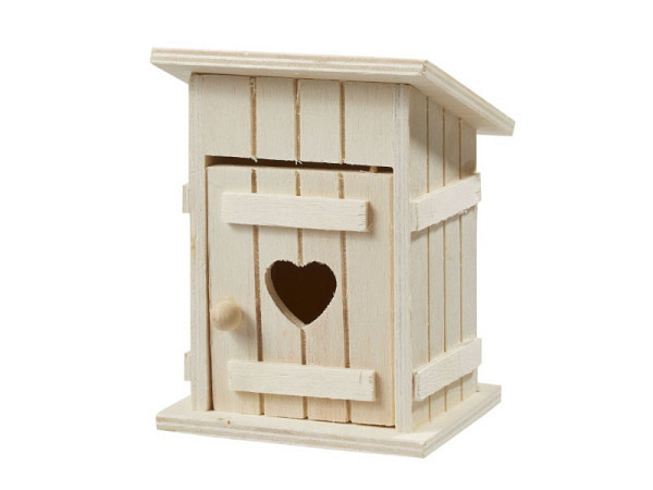 Miniatur Badezimmer Toilettenhäuschen 8x10x6cm natur