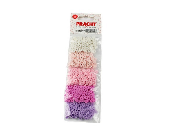 Kunststoffperlen Pracht Heishi Beads Weiss-rosa