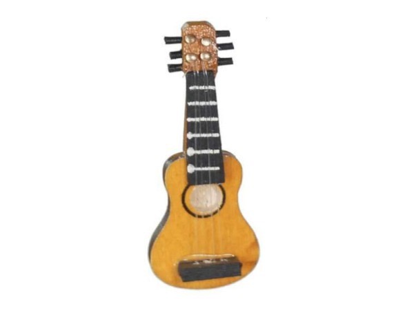 Miniatur Musik Gitarre Holz 63mm 4saitig, mit 6 Wirbel