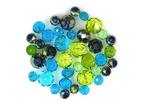 Glasperlen Pracht Glasschliffperlen grün-blau