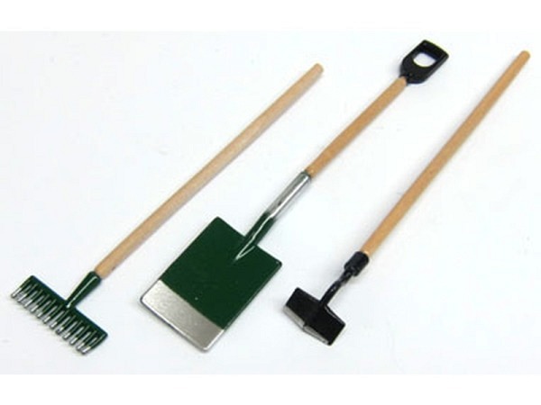Miniatur Garten Gartengeräte Holz/Metall 3 Stk 9-10cm