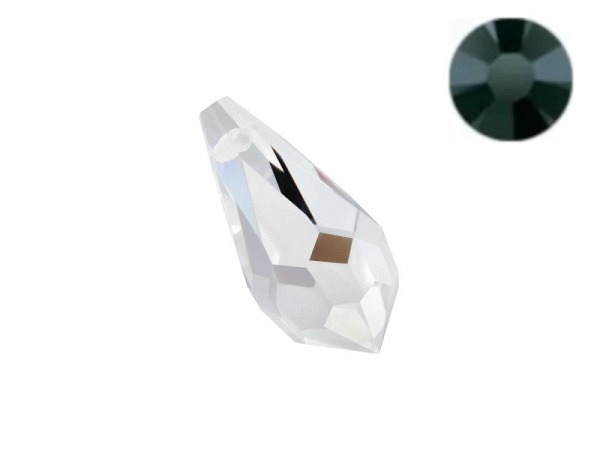 Anhänger Preciosa Tropfen 6x10mm jet 4 Stk.