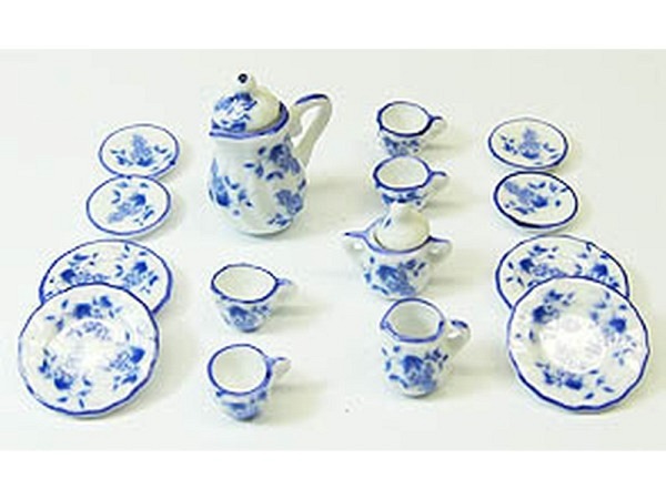 Miniatur Küche Tee-Service Set weiss/blau