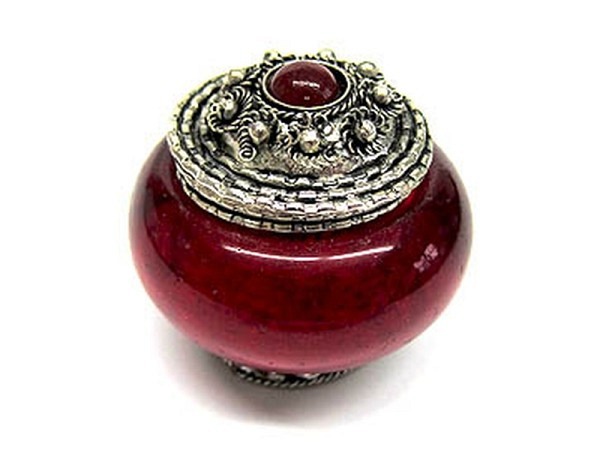 Miniatur Deko Glasdose rund 38x48mm rot
