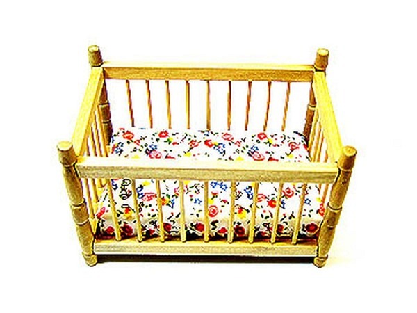 Miniatur Baby Kinderbett natur 110x70x70mm
