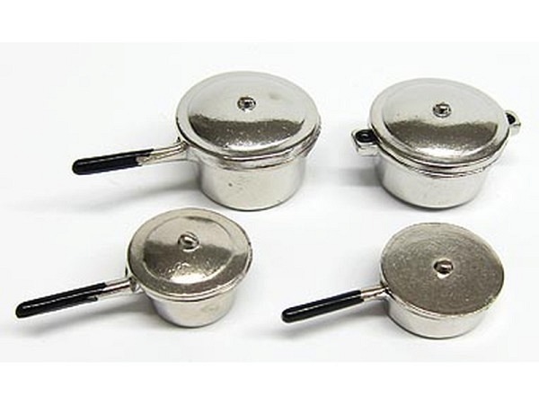Miniatur Küche Pfannenset silber