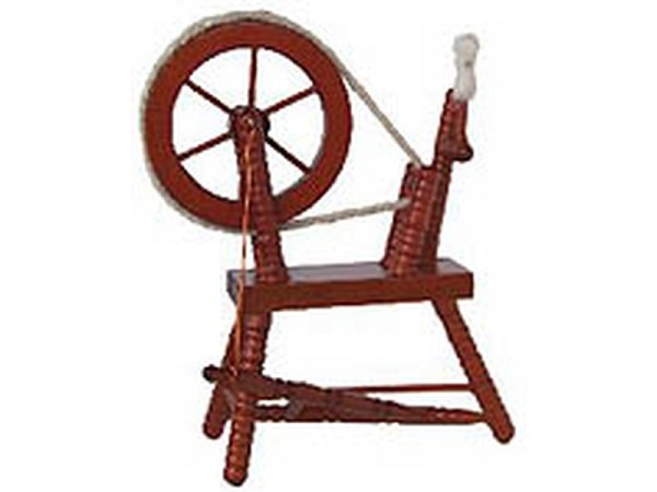Miniatur Haushalt Spinnrad 9cm Mahagoni
