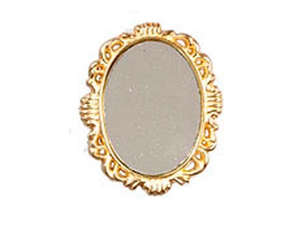 Miniatur Deko Goldrahmen oval mit Spiegel