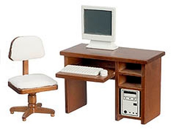 Miniatur Möbel Nussbaum-Büro 5teilig