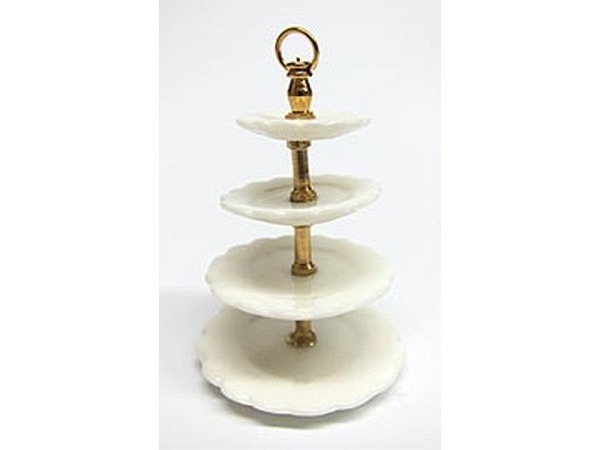 Miniatur Küche Etagere mit 4 Tellern weiss 3.5x5.5cm