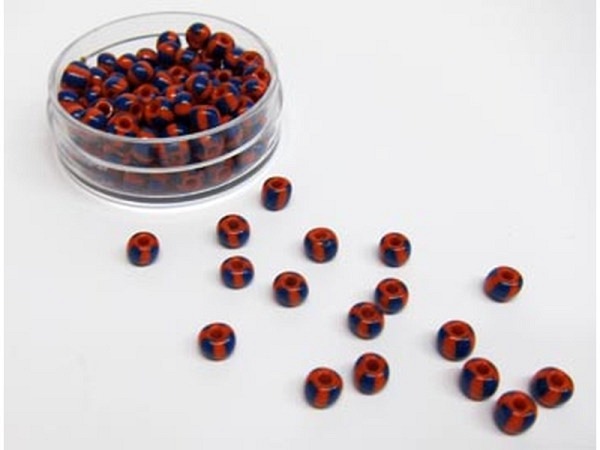 Glasperlen Hudsons Bay Glasperlen 5mm orange-blau gestreift